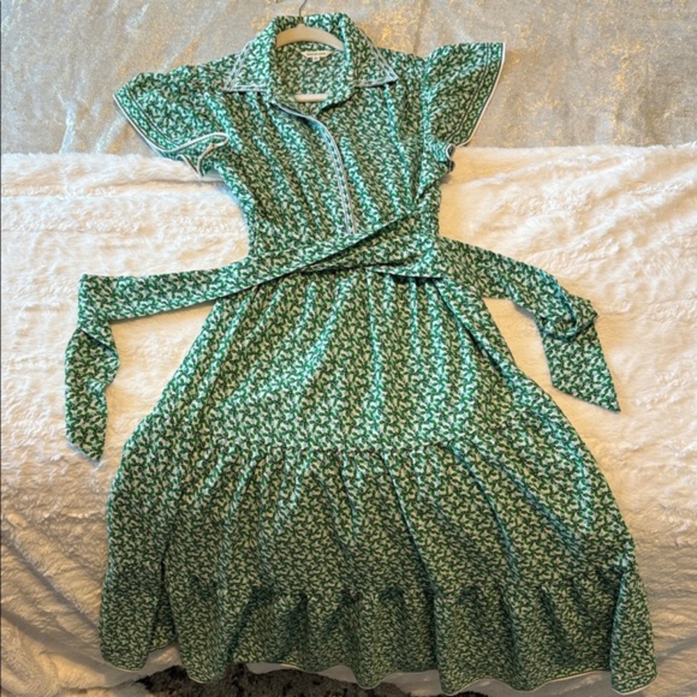 Max Studio Green Floral Wrap Dress